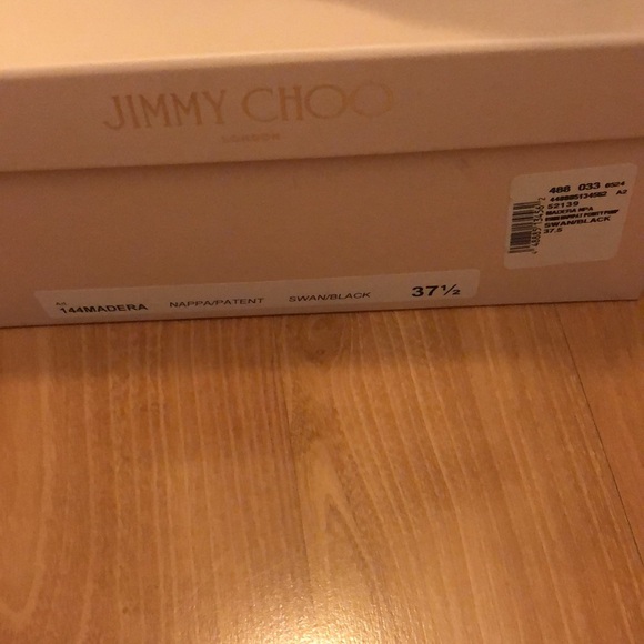 Jimmy Choo MADERA heels size 37.5 black and cream kappa and patent leather - Picture 4 of 5